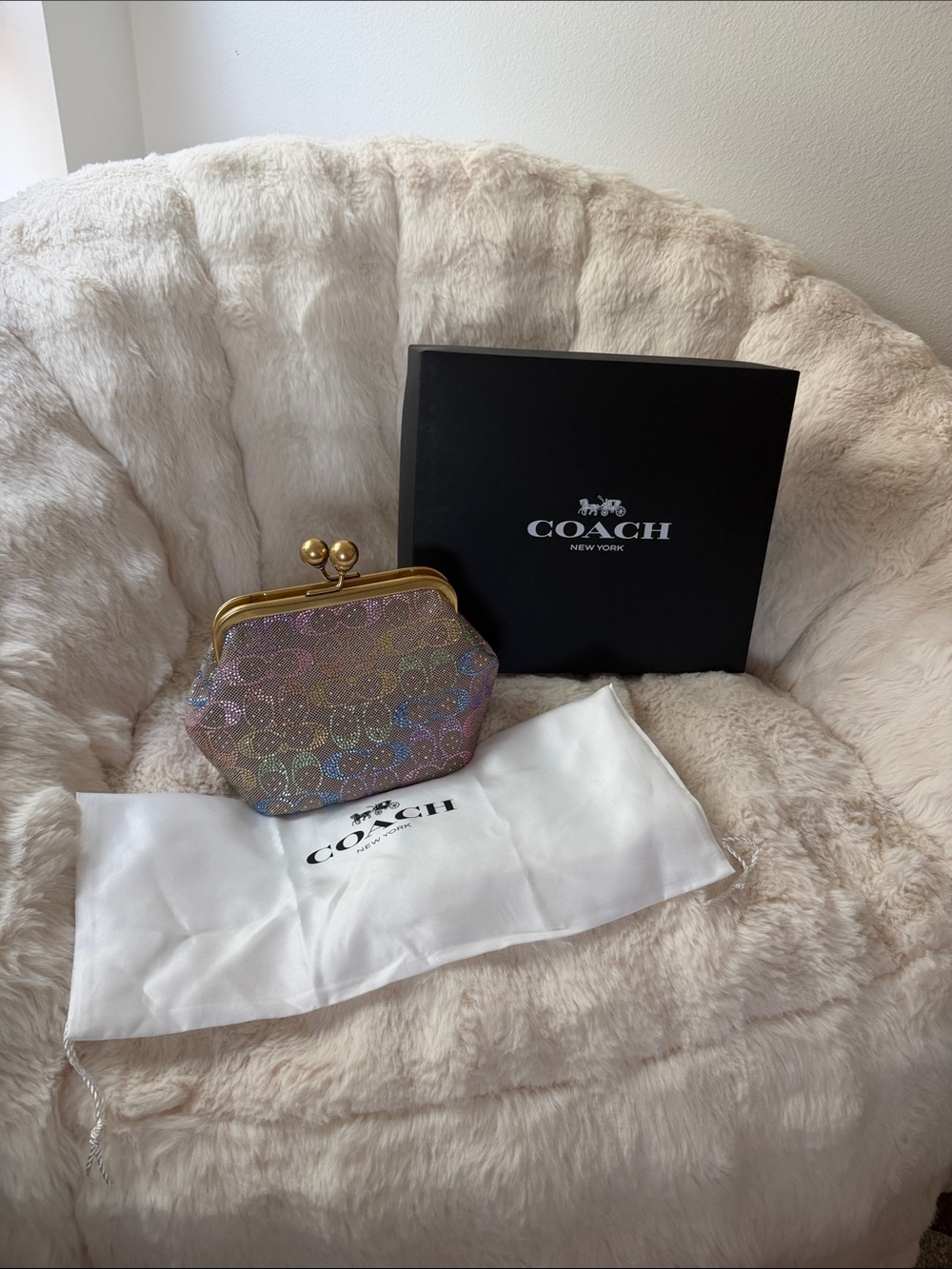 Coach Kisslock Frame Bag 16 In Crystal Signature Jacquard - Picture 14 of 14